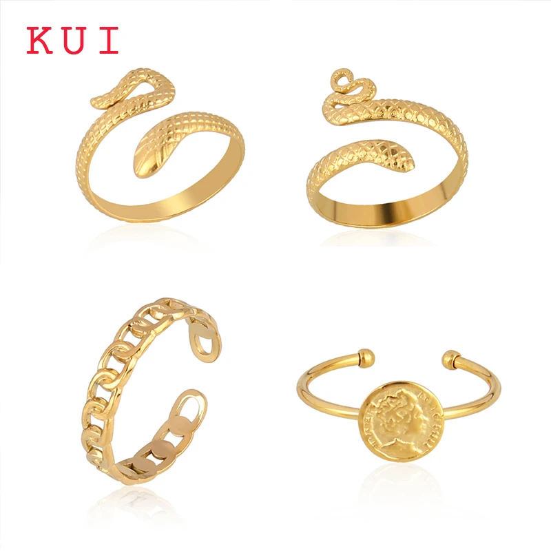 

rings for women snake ring women's stainless steel rings open finger Chain ring gold color geometry Women's rings jewelry Gift