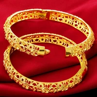 hoyon 18k pure color hollow bangle womens wedding vintage snap car flower bracelet