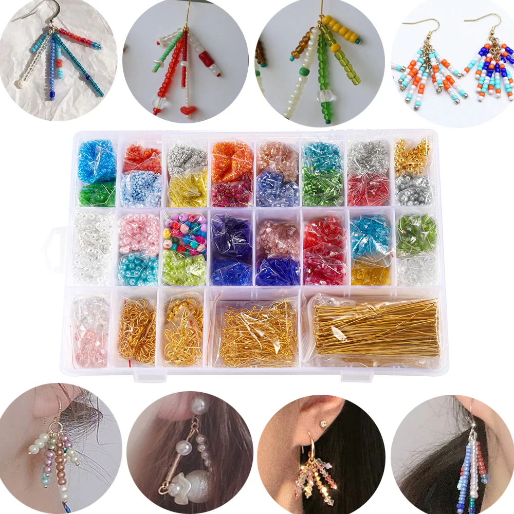 

1set Hot 36 colors Glass Seed Beads Jewelry Making Supplies Kit Popular DIY Earrings Making Kit Jewelry Finding Accessories