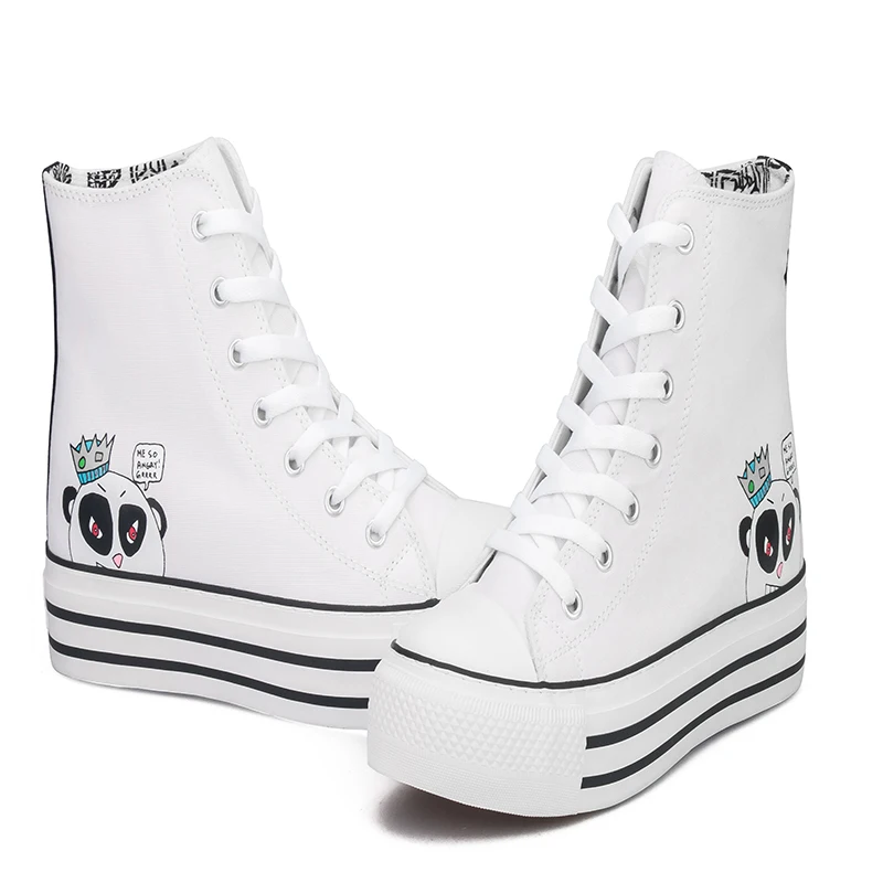 Женские холщовые кроссовки IIJIN на шнуровке с высоким верхом обувь плоской