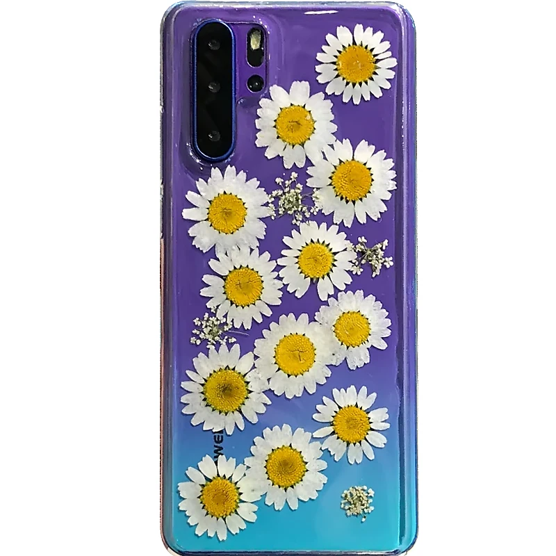 Чехол с сушеными настоящими цветами для Huawei P30 P20 Pro P10 Lite P прозрачные чехлы ручной