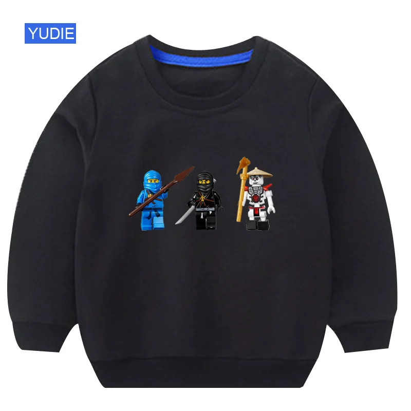 01 Осенние детские свитера для мальчиков, ninjago, Детская толстовка с капюшоном, белый свитер для мальчиков, хлопковый пуловер, милый детский свитер - Цвет: 01