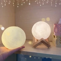 Home Furnishings Moon Night Light 8cm With Stand Electronic Model Bedroom Dormitory Light Decoration Kindergarten Lamp