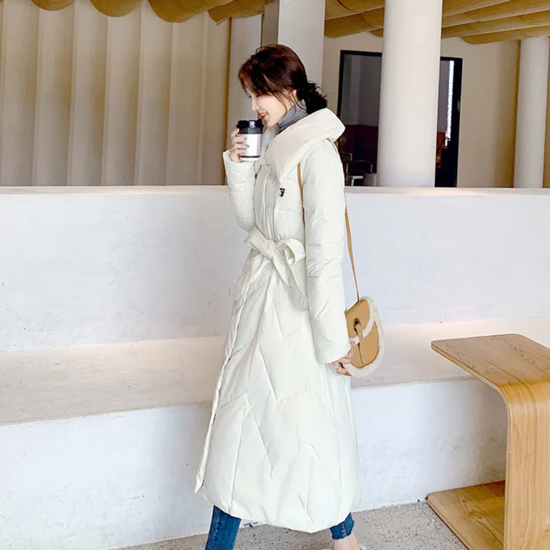 

Jacket Woman 2021 Winter New Down Street Cotton Jacket Lapel Women's Middle Long Thickened Korean Slim Temperament Fashion Coat