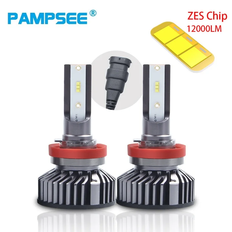 Светодиодная лампа PAMPSEE для автомобильных фар 2 шт. H1 H4 H11 H8 H9 H7 с ZES чипами 9005 лм 9006
