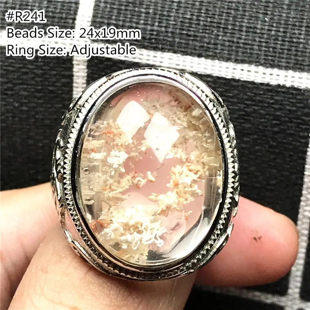 Подлинное кольцо с натуральным фантомным кварцевым кристаллом ювелирные