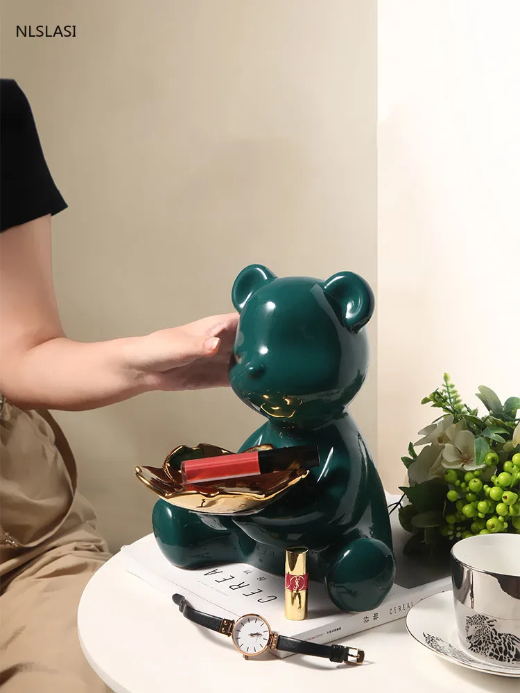 

Nordic light luxury violent bear decorative ornaments ceramic creative porch key storage accessories home housewarming gifts