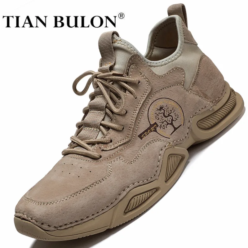 Кроссовки мужские из натуральной кожи дышащие Нескользящие мягкие | Обувь