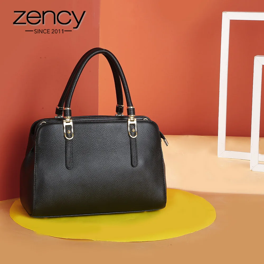 Zency, Новое поступление, женская сумка-тоут, натуральная кожа, элегантная женская офисная сумка, высокое качество, сумки через плечо, черные