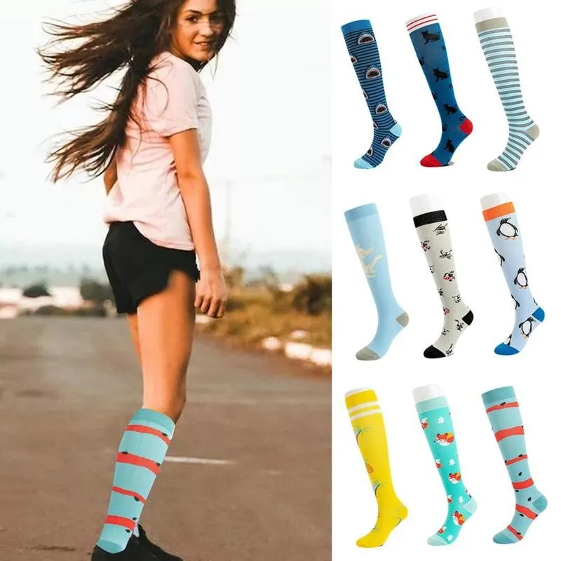 

New Compression Socks Men Women Knee High Happy Sportrs Running Socks Anti Fatigue Pain Relief Varicose Veins Stocking