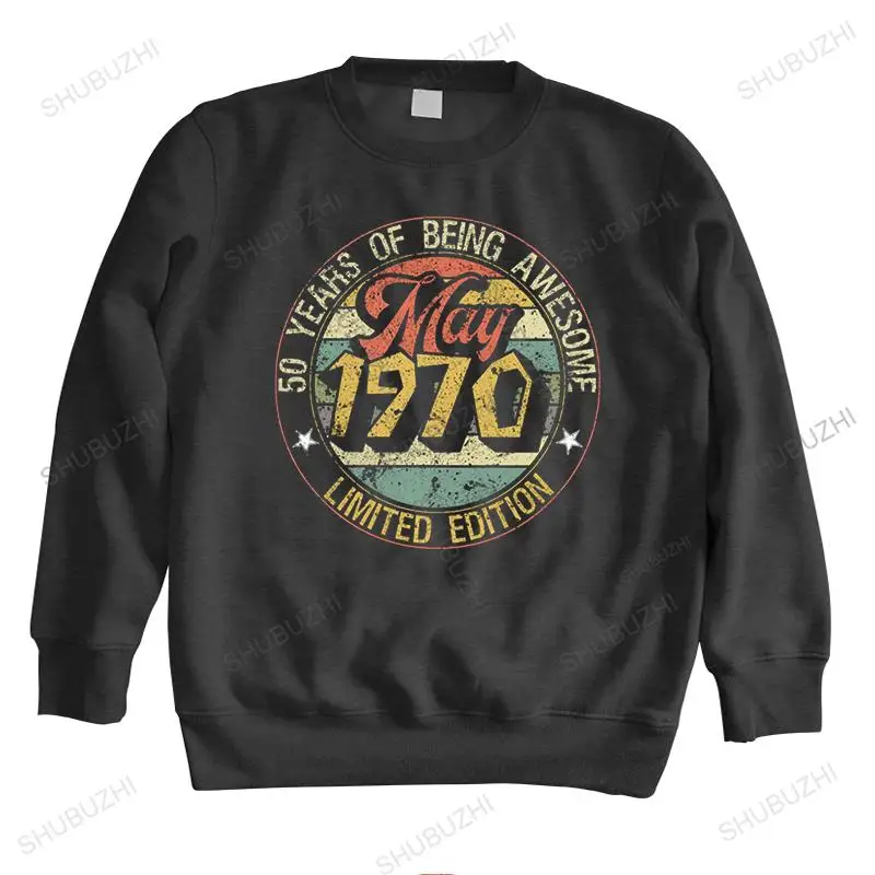 

Unique Vintage Born In May 1970 hoodies Men long sleeve Casual 50th Birthday Gift sweatshirts Top Cotton sweatshirt Appare