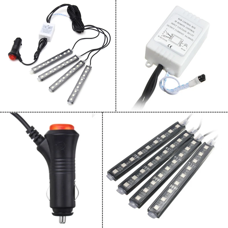 DC 12V 9 SMD 10W 4 шт 5050 авто светодиодный RGB внутренний пол декоративная атмосферная полоса путь деко напольный свет дистанционное управление