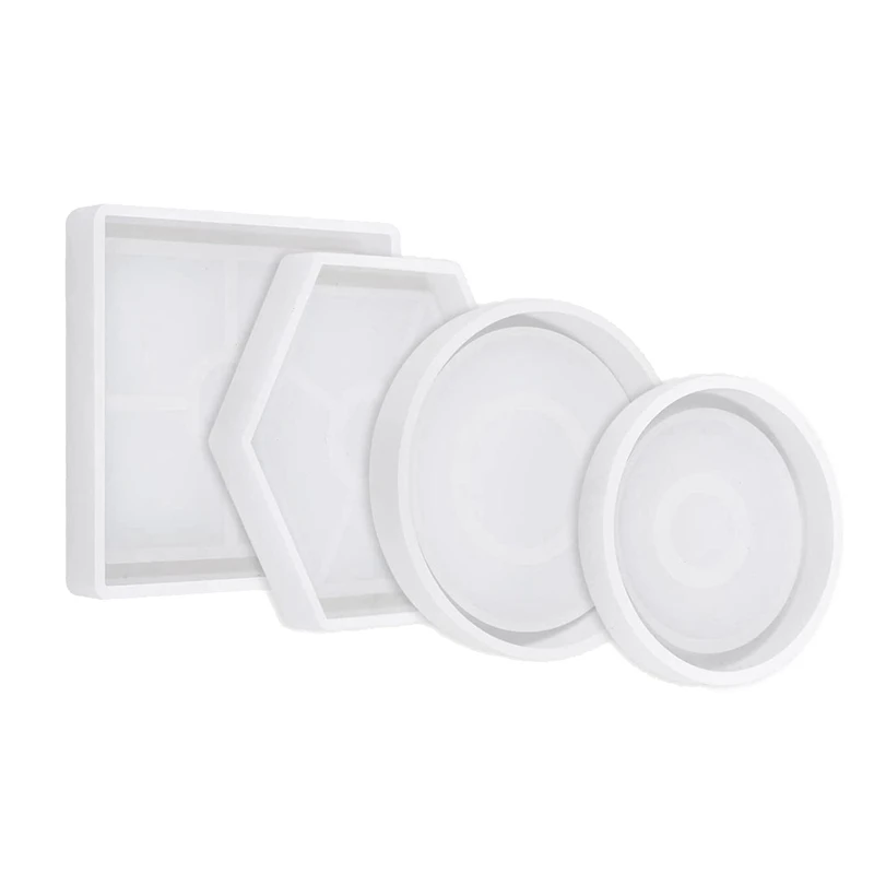 

4 Pcs DIY Coaster Silicone Mold,Resin Molds for Casting Mold Bottom Bracket for Casting with Resin,Concrete,Cement