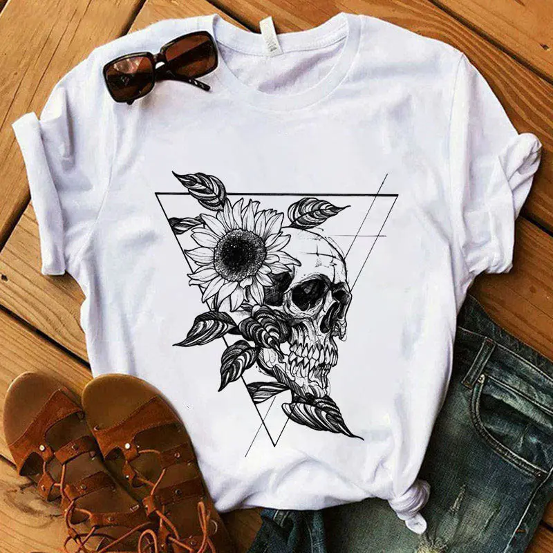 

Fashion Skull Punk T Shirt Women Funny T-shirt Ladies Short Sleeve Summer Female Top Tshirt Womens Graphic Female Tee T-Shirt