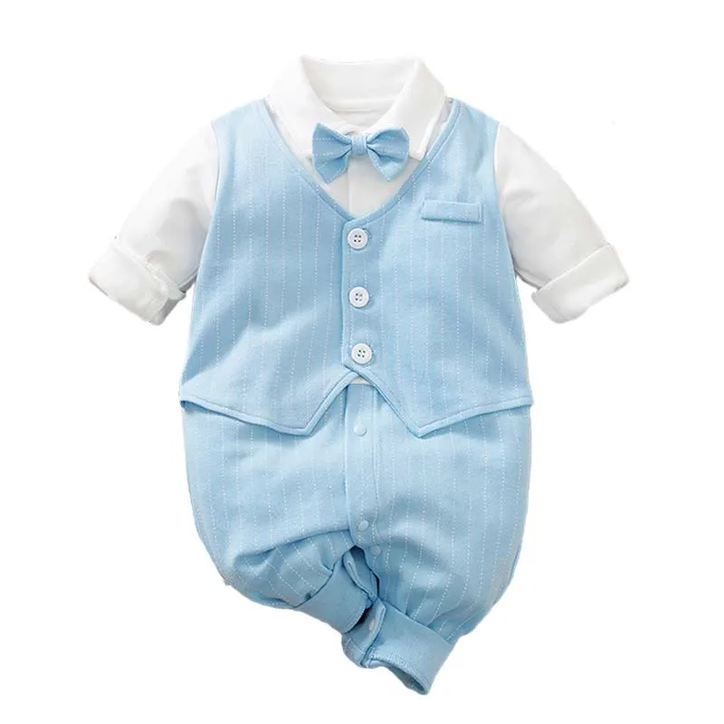 

Newborn Baby Boy Gentleman Clothing Kids Infant Jumpsuit Toddler Outfits Baby Birthday Wedding Party One-piece Clothes 0-24M