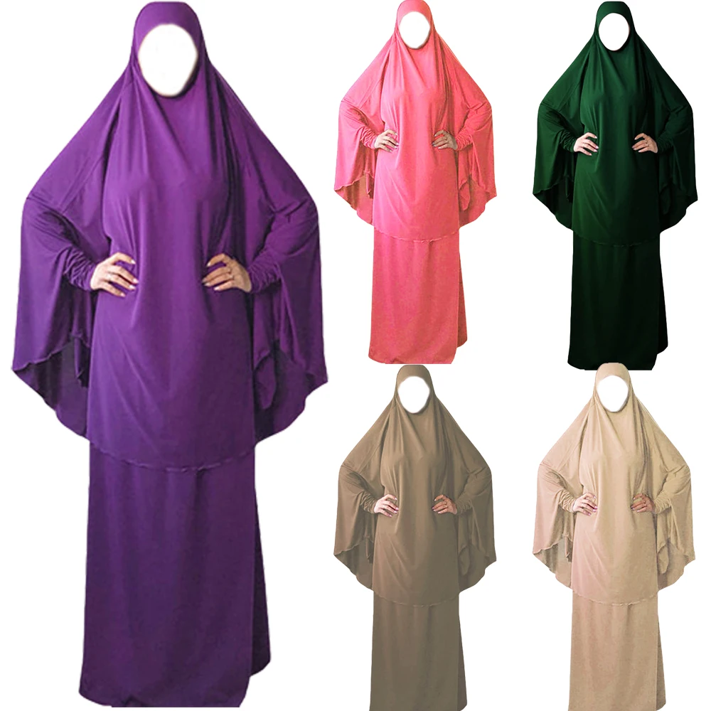 Мусульманский женский молитвенный комплект одежды, абайя, макси-платье, хиджаб, хиджаб, исламский Рамадан, служба молитвенного поклонения н...