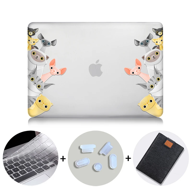 MTT чехол с мультяшными животными для Macbook Air 11 13 Pro retina 13 15 с сенсорной панелью для mac book 12 дюймов чехол для ноутбука с милым котом - Цвет: MB19
