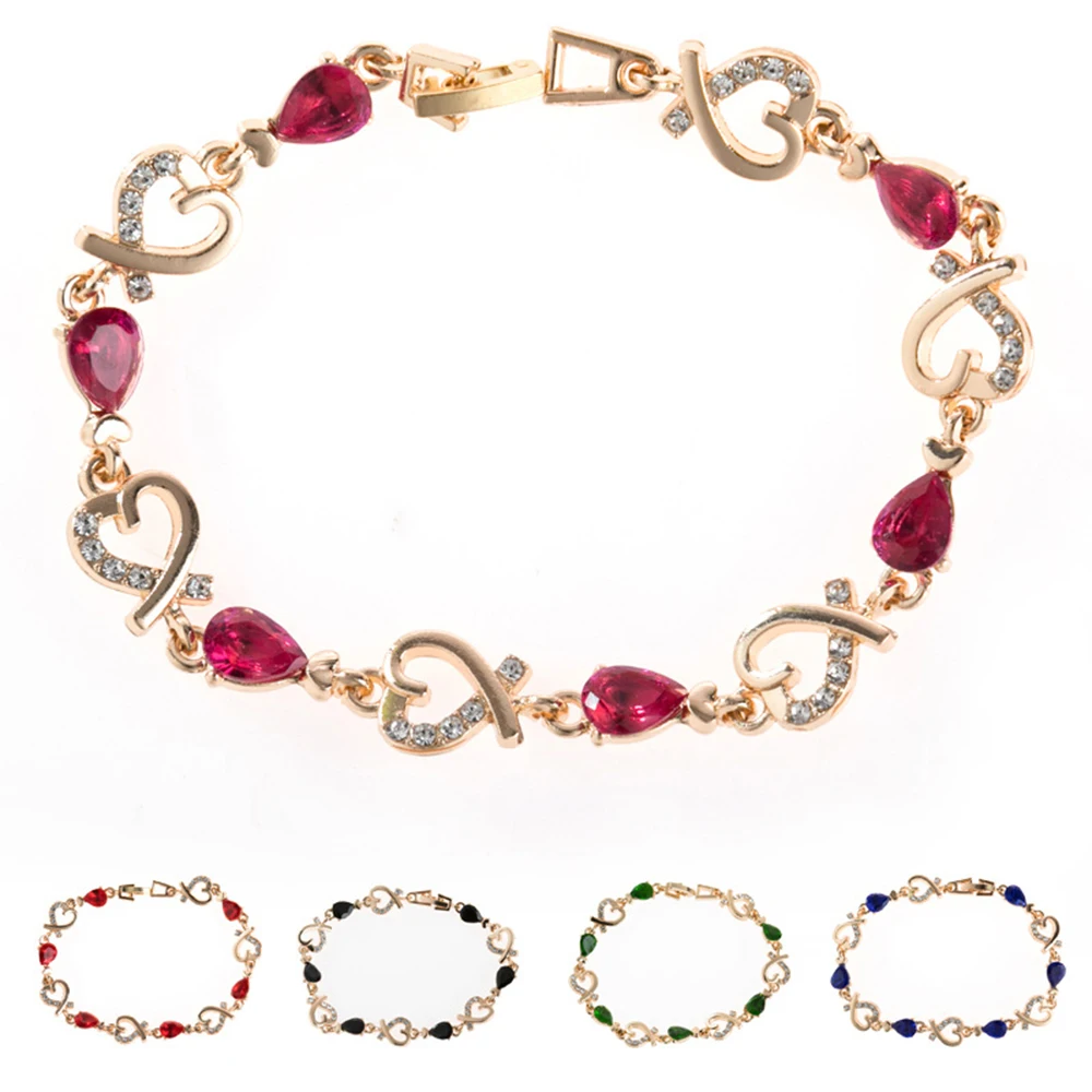 Женский геометрический браслет в форме сердца с микро инкрустацией из циркония