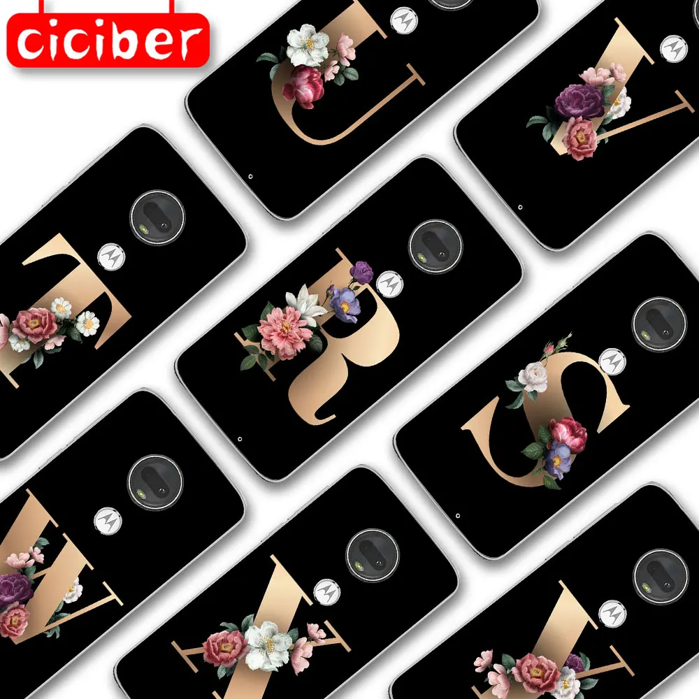 

Initials Letter Phone Case For Motorola Moto G10 G9 G8 G7 G5 G5S G6 E5 E6 E7 Plus Play Power Soft Silicone TPU Protection Fundas