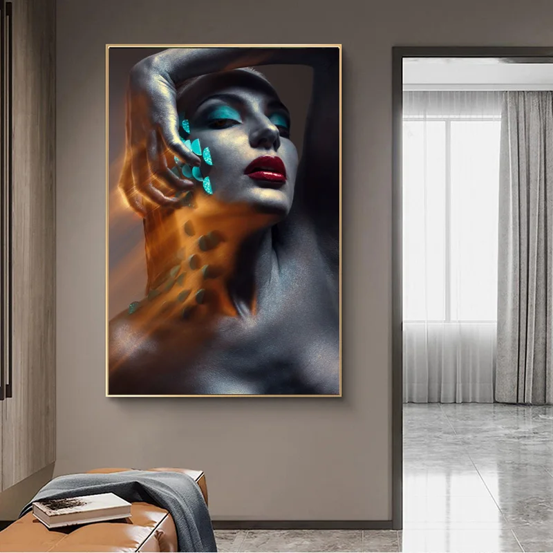 Скандинавские женские настенные картины на холсте плакаты и принты портреты