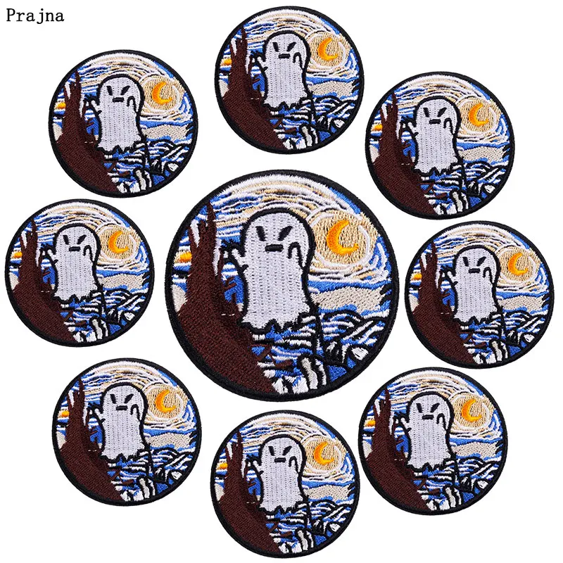10 шт., термоклейкие нашивки Prajna, нашивки с аппликацией Ван Гога для одежды