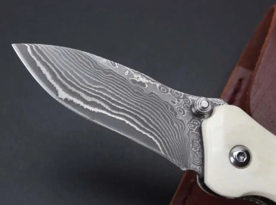 Складной нож ZT диаметром 5 8 дюйма рукоятка из кости дамасское лезвие карманный