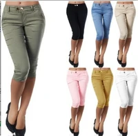 2020 summer womens pure color slim fit pants cropped pants casual pants women clothing