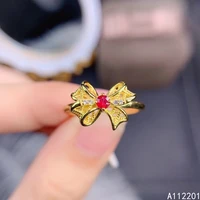 fine jewelry 925 sterling silver inlaid with natural gemstone luxury trendy bowknot ruby womens ol style ring support detection