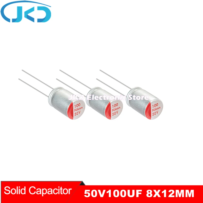 

5PCS 50V 100UF 8*12mm New Motherboard Graphics Card Solid Capacitor Low ESR 100UF 50V High Quality