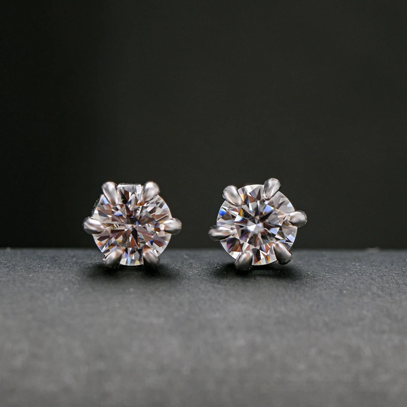 

Knobspin 100% 925 Sterling Silver Round Engagement Stud Earrings For Women Sparkling High Carbon Diamond Fine Jewelry Wholesale