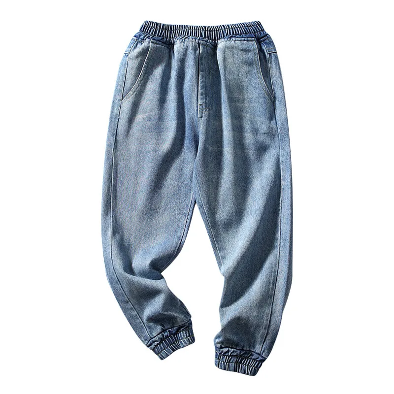 

2021 Simple Jean Spring Summer Boy Trousers Pants Capris Kids Children Clothing School Outdoor Casual JoggingSportFormal High