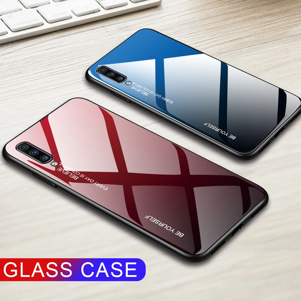Стеклянный чехол для Samsung Galaxy A70 A80 A10 E A20E A20S A30 A40 A50 S A60 Note 10 Pro S10 Plus S10e M40 M30 M20 M10