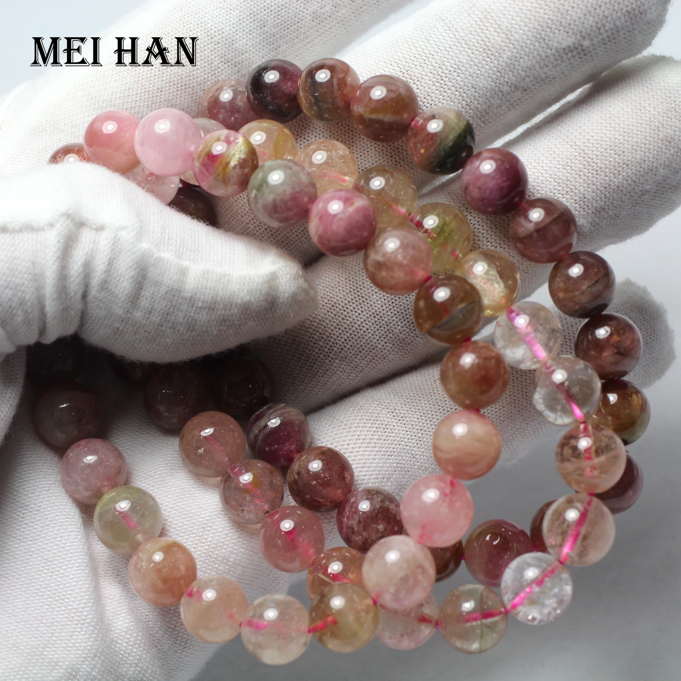 Meihan(22 бусин/комплект/22 г) 8,5-9 м, круглые бусины из водомеллона, турмалина для изготовления ювелирных изделий