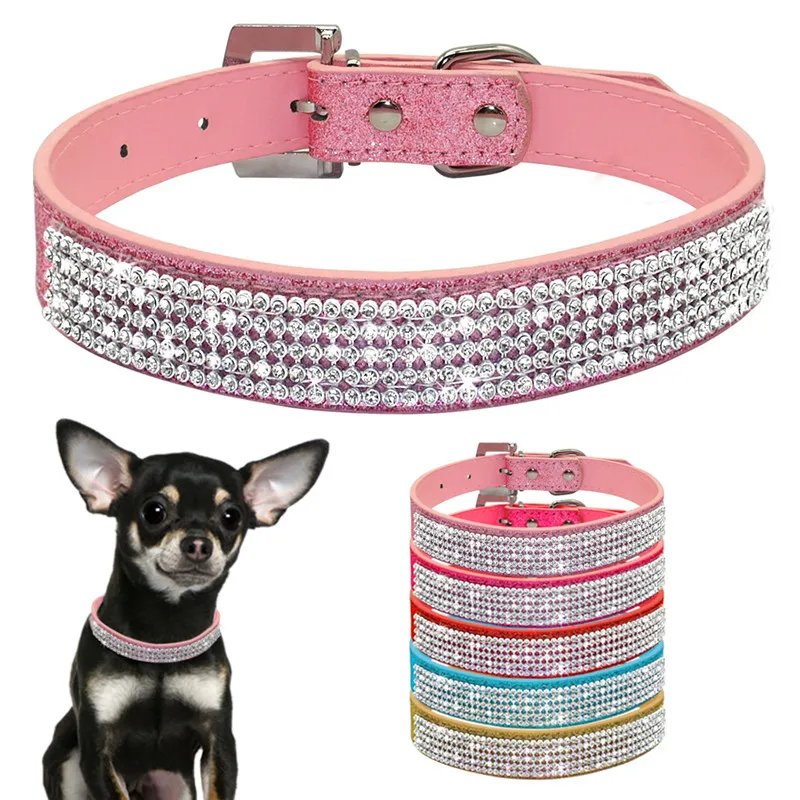 

Bling Rhinestone Puppy Cat Collars Adjustable Leather Bowknot Kitten Collar For Small Medium Dogs Cats Chihuahua Pug Yorkshire