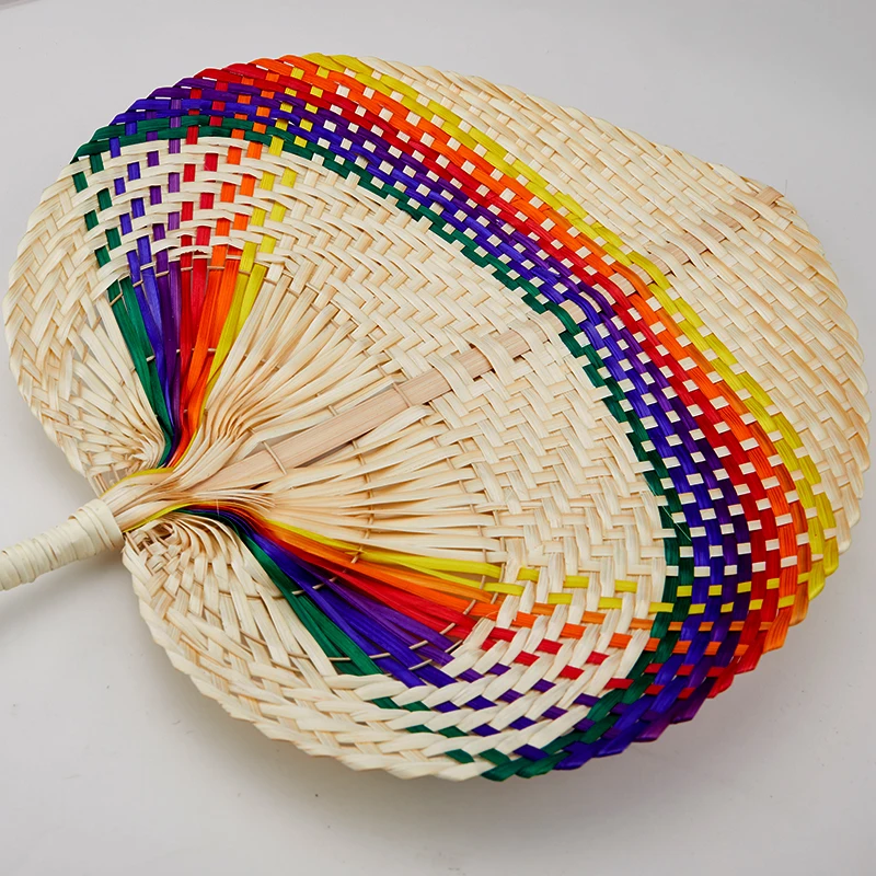 

1pcs Handmade DIY Colorful Heart Shaped Bamboo Woven Fan Summer Cooling Fan Chinese Style Hand Fan Mosquito Repellent Hand Fans
