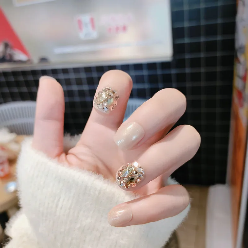 Лидер продаж набор из 24 штук ногти патч полный бокал для шампанского клей алмазов