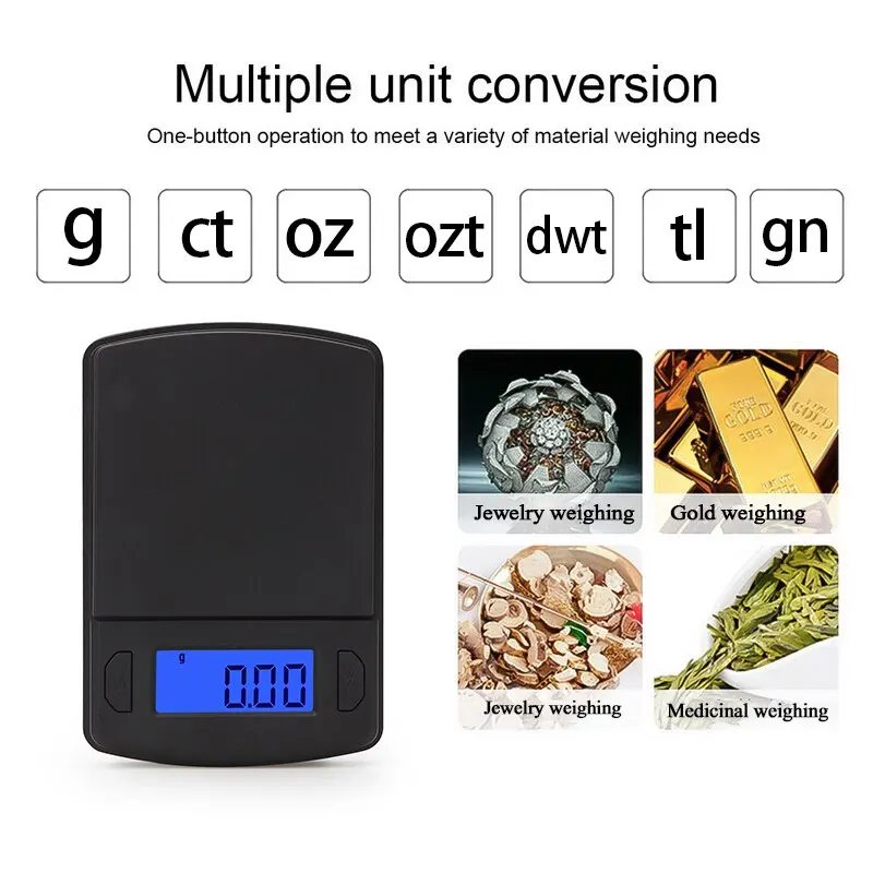 

Jewelry Scale High Accuracy Digital Scale 100g/200g/500g 0.01g/0.1g LCD Mini Pocket Scale for Jewelry Balance Gram