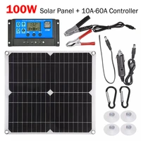 100w solar panel stystem kit dual usb ports monocrystalline silicone charging board waterproof solar cells with controller kit