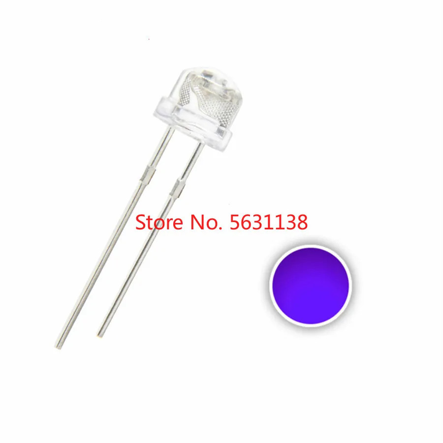 100 шт. 5 мм фиолетовая светодиодная соломенная шляпа с чипом DIP ультрафиолетовый