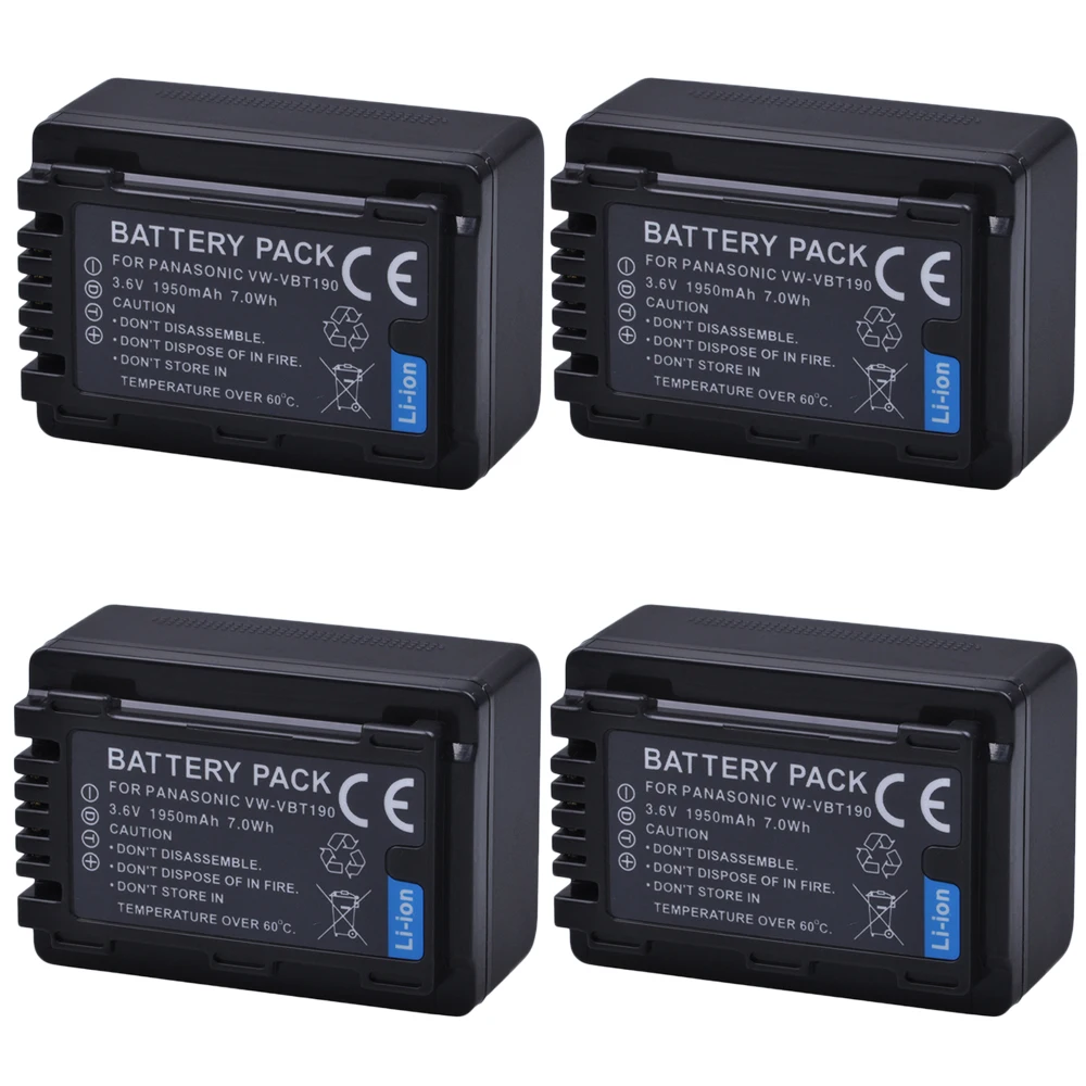 

AsperX 4PC VW VBT190 VW-VBT190 Bateria Battery for Panasonic HC-V110 HC-V130 HC-V160 HC-V180 HC-V201 HC-V210 HC-V230 HC-V250