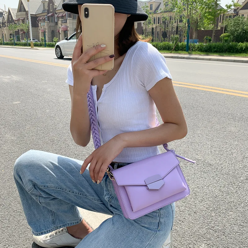 Плетеный плечевой ремень маленькие дизайнерские сумки через плечо из