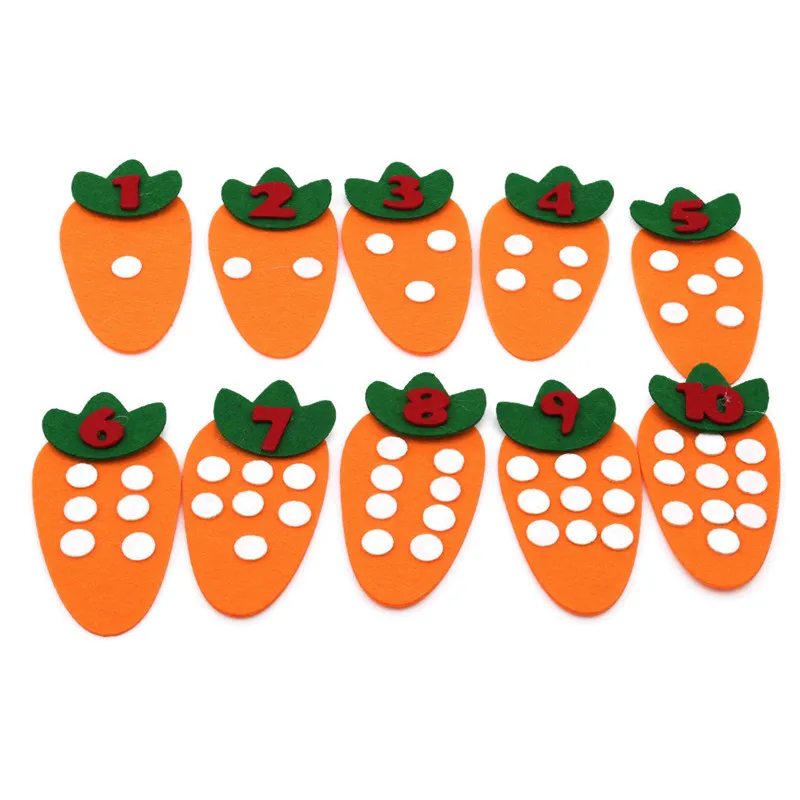

1-10 Montessori Educational Toy Non-woven Children's Puzzle Handmade DIY Creative Toy Kindergarten Carrot Match Digital Teaching