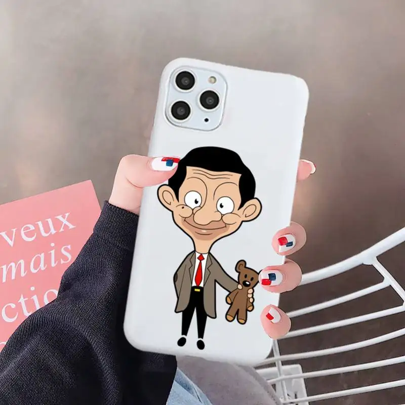 

Cute funny cartoon Mr.Bean Phone Case Candy Color for iPhone 6 7 8 11 12 s mini pro X XS XR MAX Plus