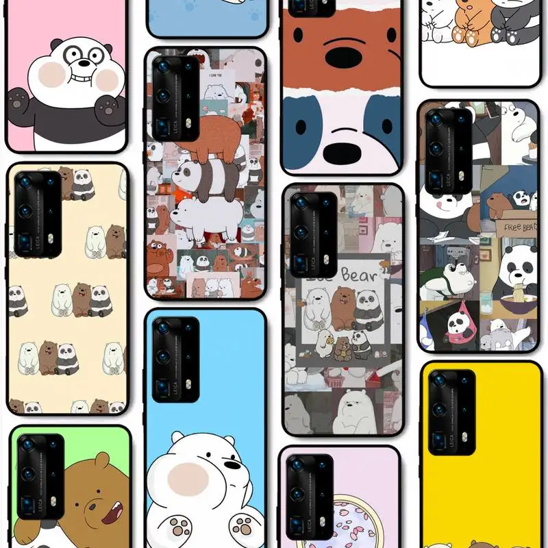 

Cartoon Funny Bear Phone Case For Huawei P40 P30 P20 Pro P10 Plus P9 P8 Lite P Smart Cover