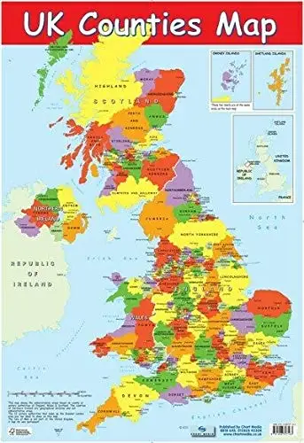 

UK Counties Map 8x12 Inch Metal Tin Signs
