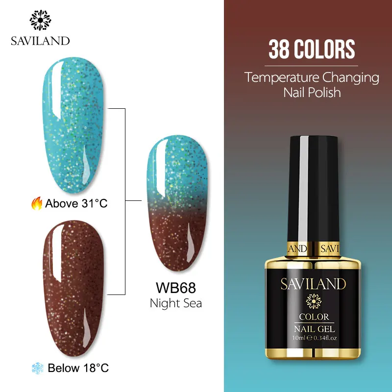 10ml WB68 Saviland 15 мл Хамелеон цвета УФ Гель-лак для ногтей изменение температуры Цвет гель лак термо Полупостоянный Лаки лак для ногтей - Цвет: 10ml WB68