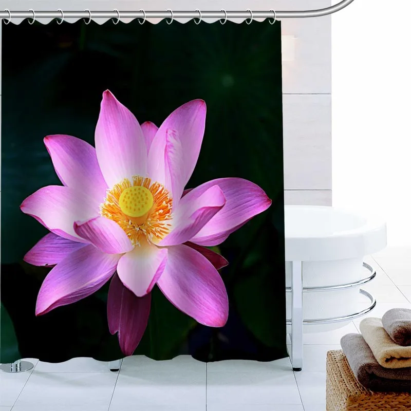 

Lotus Flower Shower Curtain Waterproof Polyester Fabric Bath Curtain 180X180cm Eco-friendly Bathroom Curtain 0918