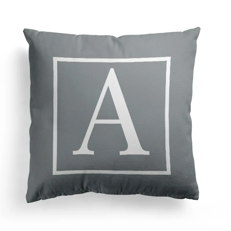 Simple Pillow Case Nordic Letter Printed 45*45Cm Grey/White Throw Cover Square Polyester Pillowcase For Bad Hugging New Year Decorative Textiles |