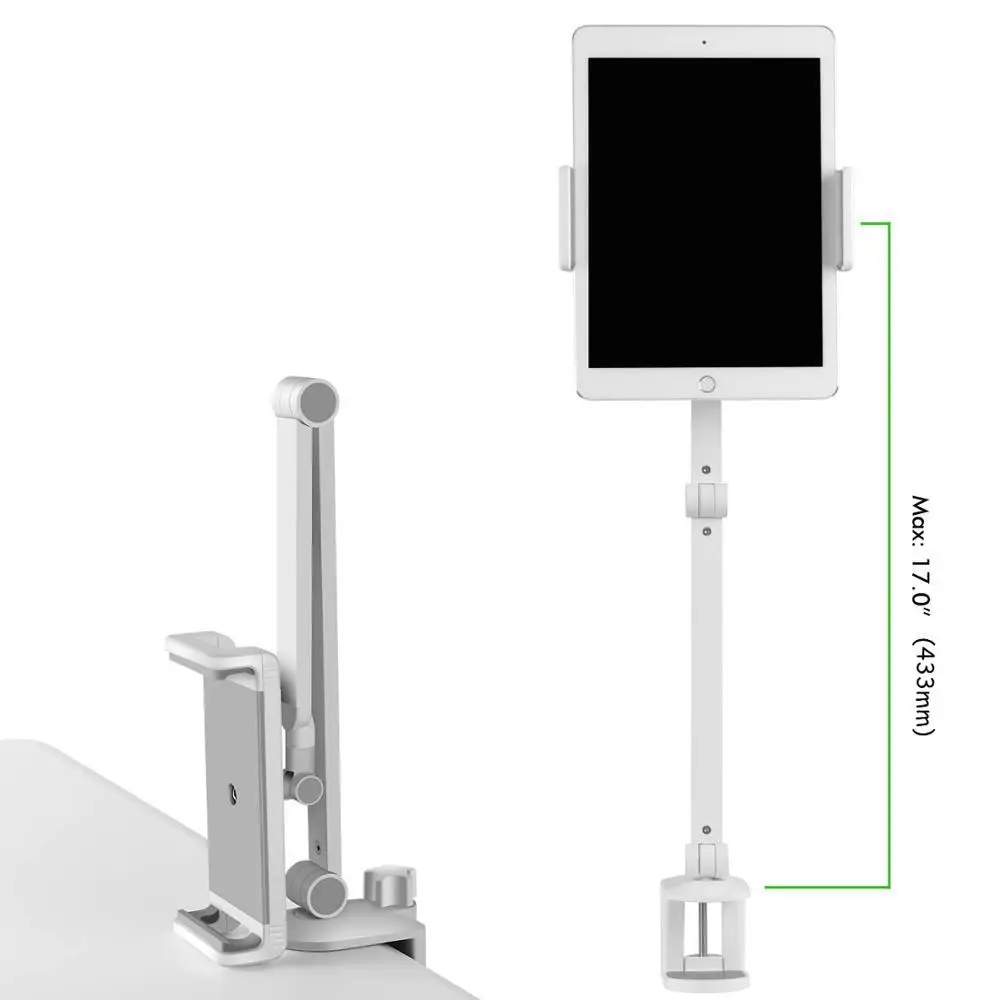 

Tablet Stand Rotating Long Arm Mobile Phone Holder Height/Angle Adjustable Aluminium Alloy Tablet Mount for 4-13'' iPhone iPad