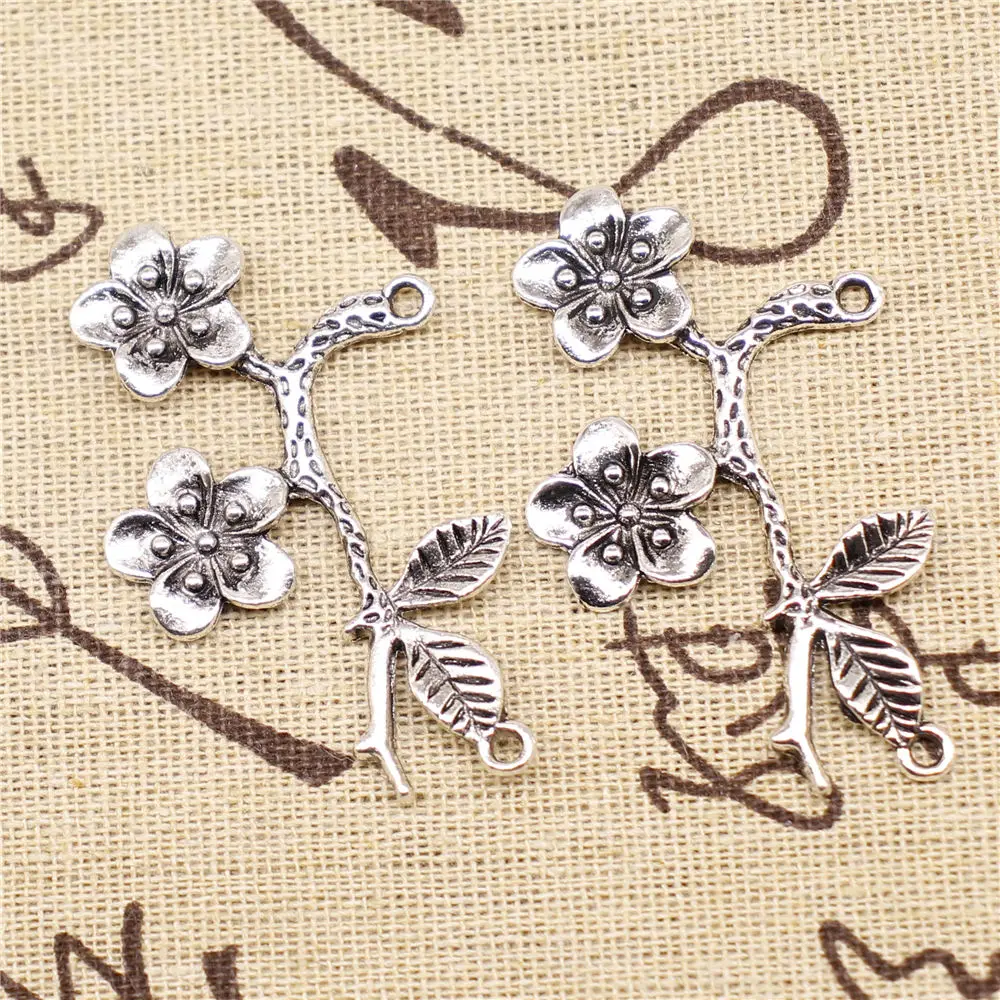 

For Jewelry Earring Charms 50x31mm Flower Branch Connector Jewelry Findings 4pcs